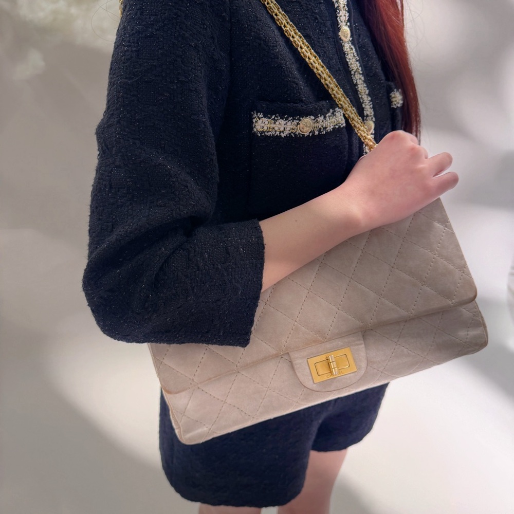 Sale!Chanel Icing Marble Aged Leather 2.55 Reissue 227 Classic Flap Bag